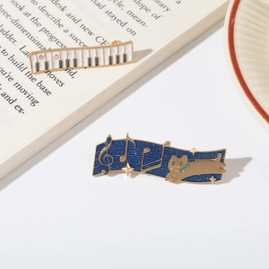 Alloy Enamel Music Theme Brooch Pin Piano Keyboard Note Cat Design Cute Badge Jewelry Accessory For Clothing Backpack