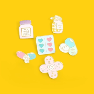 Creative Cartoon Medical Pill Capsule Band-Aid Enamel Pin Alloy Brooch For Backpack Clothing Accessories Women Jewelry Gift