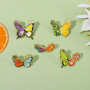 Lot de pins papillon émaillés avec pronoms de genre en alliage de zinc pour vestes
