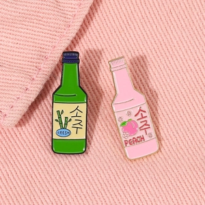 Pins émaillés mignons bouteille de soju coréenne pour sacs à dos et revers sur tissu