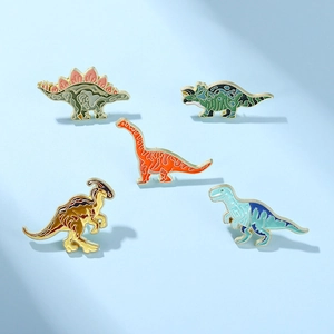 Lot de 5 pin's dinosaures en émail avec artisanat en alliage d'huile colorée aux tons vifs