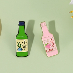Broches en émail soju coréen à la pêche et au bambou pour sacs à dos et revers