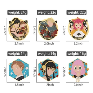 Detailed size and weight specs for SPY×FAMILY anime metal enamel pins and badges