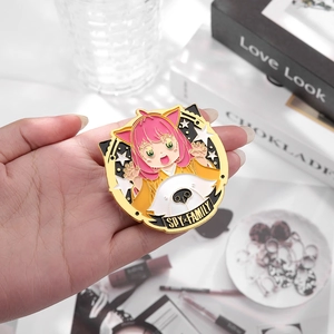 SPY×FAMILY metal enamel pin featuring Anya and Bond with gold plating and vibrant colors
