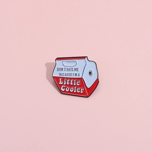 Creative Alloy Enamel Brooch Pin Pun Lettering Cooling Box Shape Badge For Women Men Denim Jacket Backpack Jewelry Gift