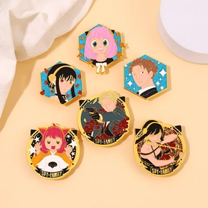 Set of 6 Spy x Family enamel pins featuring Anya and Loid characters for bag decoration
