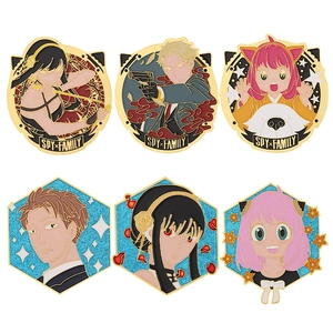SPY × FAMILY metal enamel pin set featuring Anya and Loid Forger with gold plating