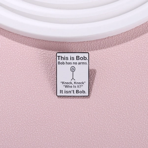 Funny This is Bob white enamel pin badge with creative comic stick figure and text