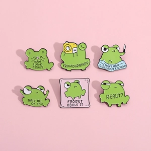 Humorous Cartoon Frog Enamel Pin Alloy Brooch Animal Badge Jewelry For Backpack Clothes Decoration Pins For Unisex Gift