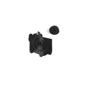 Black enamel dumpsters on fire pins with secure rubber clutches and high metal texture