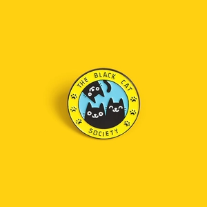 Cute Society Black Cat Society Enamel Pin Alloy Brooch Badge For Denim Jacket Backpack Accessories Jewelry Gift Women Men