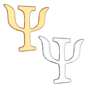 Psychology Psi symbol enamel pin badge in gold and silver finish for lapel or clothing