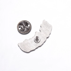 Pink letter enamel brooch featuring a silver butterfly clutch back for secure fastening