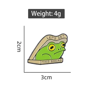 Funny green frog toast enamel pin badge with Let's Get This Bread text 3x2cm 4g