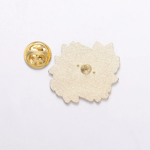 Detail of the golden butterfly clutch and pin back for metal book brooches