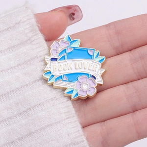 Creative Cartoon Book Lover Flower Alloy Enamel Pin Badge Artistic Literary Clothing Bag Accessories Jewelry Gift For Readers