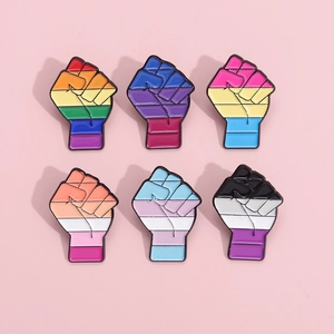 Juego de Pines de Esmalte Mes del Orgullo LGBTQ Puño Alzado Bandera del Arco Iris Broche Insignia para Ropa Mochila Accesorios Joyería Unisex Regalo