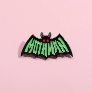 Glow In The Dark Mothman Enamel Brooch Alloy Bat Shaped Pin Halloween Urban Legend Accessories Jewelry For Bags Clothing