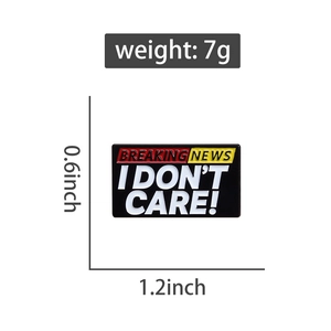 Anstecknadel Breaking News I Don't Care in Schwarz, Maße 1,2 x 0,6 Zoll, aus Emaille