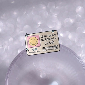 Creative VIP membership card enamel pin with yellow smiley face and barcode design