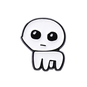Minimalist white TBH creature enamel pin in cute cartoon ghost style for Halloween