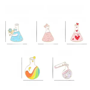 Detail view showing dimensions and weight of chemistry beaker enamel pins set