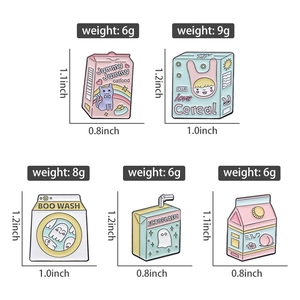 Tableau détaillé des tailles et poids pour divers pins émaillés mignons de dessins animés