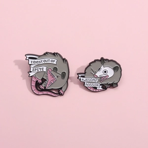 Funny Cartoon Opossum Enamel Pin Badge Zinc Alloy Awesome Possum Slogan Brooch For Backpack Clothing Jacket Unisex Jewelry Accessory