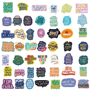 50 pieces of inspirational waterproof English quote stickers for laptops and luggage