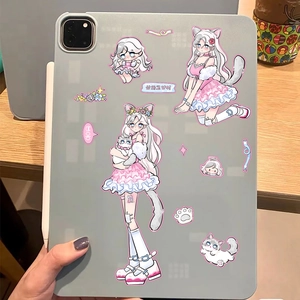Korean style cute cat girl stickers for DIY scrapbooking and tablet decoration