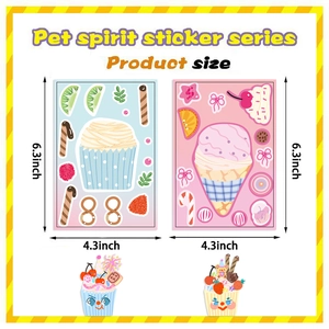 Lot de stickers gâteaux et desserts pastel bleu et rose pour décoration DIY