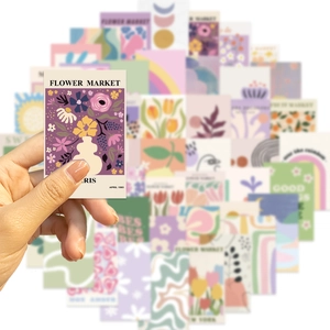 Detail van waterdichte stickers met Parijse bloemenmarkt motieven voor laptop