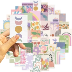 50 waterdichte Deense pastel stickers met bloemen- en regenboogprints voor decoratie