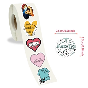 500pcs nurse life themed 0.98 inch adhesive stickers for scrapbooking and envelopes
