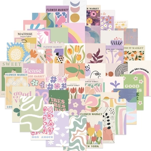 Set van 50 Deense pastel esthetische posters voor wanddecoratie met Matisse-patronen