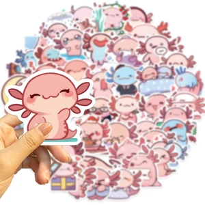 Gros plan d'autocollants axolotl mignons et étanches pour décoration de portable