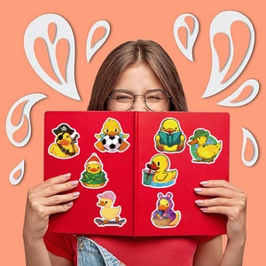 50er Pack Cartoon Gelbe Ente Aufkleber wasserfest für Laptop und DIY Dekoration