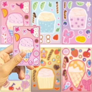 Autocollants DIY de desserts roses avec crème glacée et gâteaux pour scrapbooking