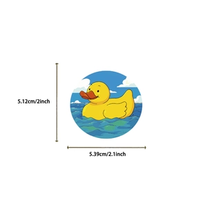 Wasserdichter Enten-Aufkleber mit Maßen von 5,12 cm Höhe und 5,39 cm Breite im Detail