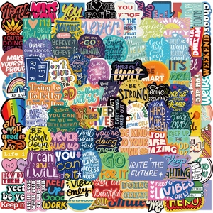 Inspirational English Phrases Stickers Waterproof PVC Decals For Laptop Water Bottle Suitcase DIY Decorative Stickers