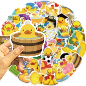 Detail von wasserdichten Cartoon-Enten-Aufklebern mit verschiedenen lustigen Motiven