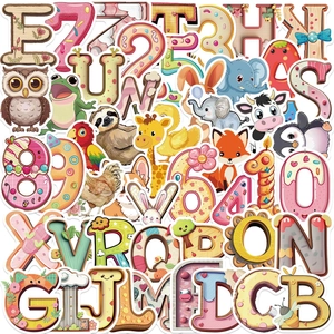 50pcs waterproof alphabet and animal stickers for kids educational laptop decoration