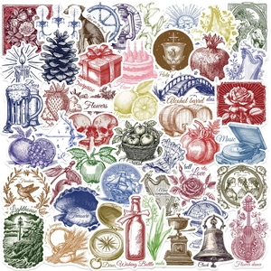50 pieces of vintage hand-drawn cartoon stickers for notebooks and DIY decoration