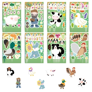 DIY Farm Animal stickers for kids including sheep cow and duck with Make a Face features