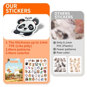 Educational animal zoo jelly sticker book for kids with thick TPE animal stickers