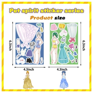 Set di adesivi moda principessa con personaggi anime e vari accessori di stile