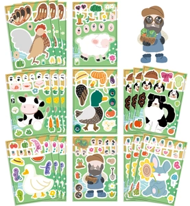 DIY farm animal stickers with mix-and-match facial features for creative kids crafts