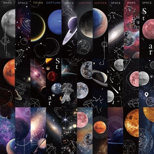 Set di 30 segnalibri serie spazio oscuro con motivi di pianeti e astronauti