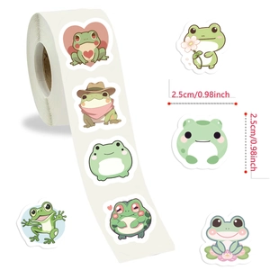 Rouleau de 500 autocollants grenouille mignons pour scrapbooking et scellage, 2,5 cm