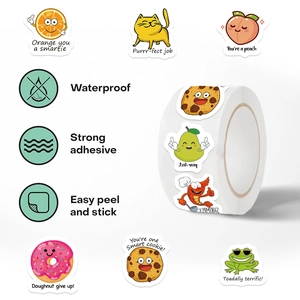 Detail of waterproof reward stickers with strong adhesive and cute cartoon patterns